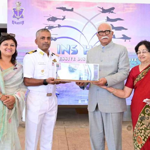 Governor of Goa, Shri Pusapati Ashok Gajapathi Raju, along with the First Lady of Goa, Smt. Suneela Raju, visited INS Hansa, the premier Naval Air Station of the Indian Navy.