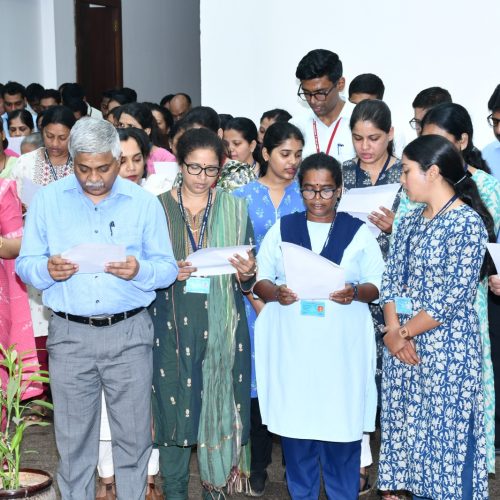 A solemn mass singing event was organised at the Secretariat premises in Porvorim to mark the 150th anniversary of the National Song, “Vande Mataram.”