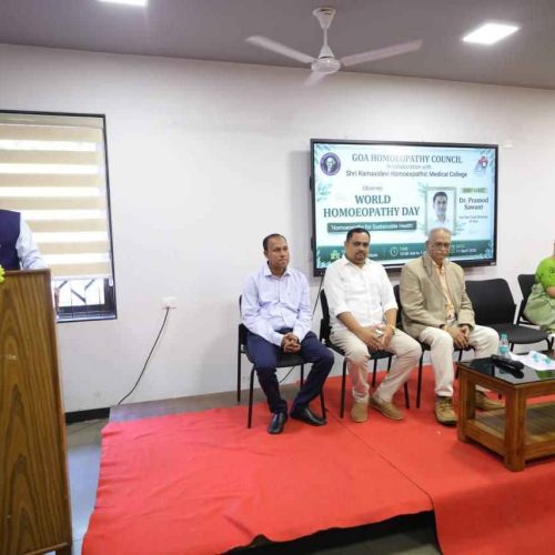 Chief Minister Dr. Pramod Sawant addressed the gathering organise for World Homoeopathy Day 2026, at Sai Nursing Institute, Sankhali